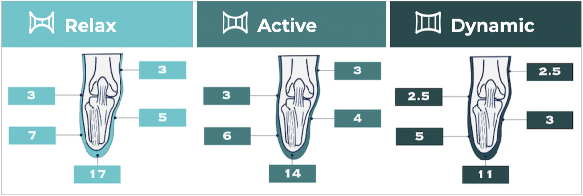 Diagramm Standard-Dickenprofil — transtibial